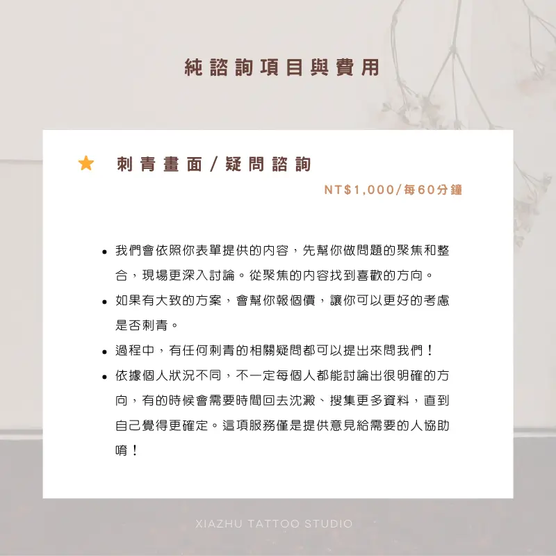 純諮詢項目＆費用 2